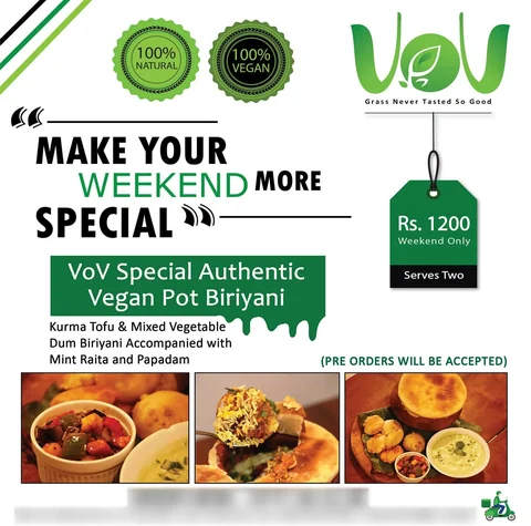 VoV Vegan Restaurant social post: Weekend biriyani special