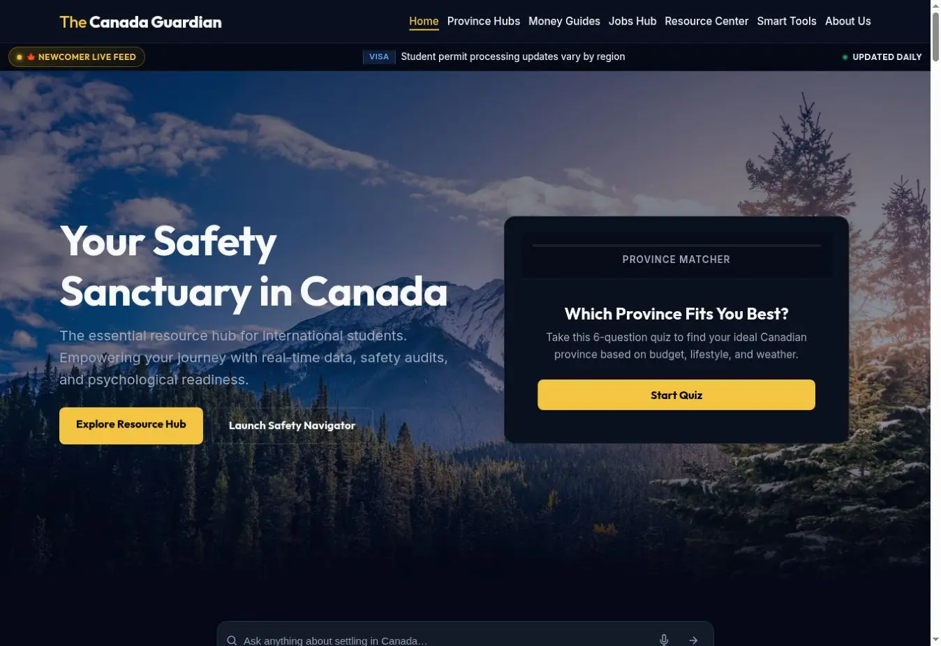 The Canada Guardian website home page